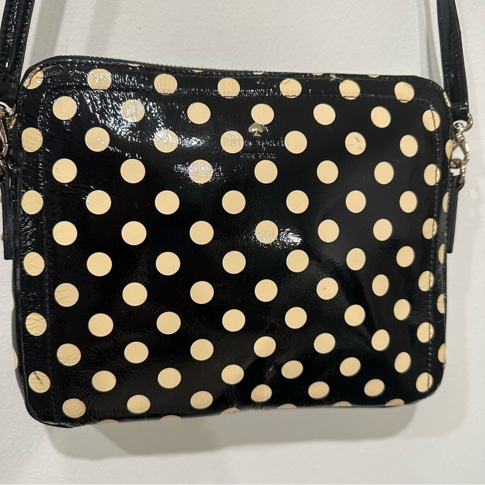 Kate Spade Black & Ivory Patent Polka Dot Crossbody Bag